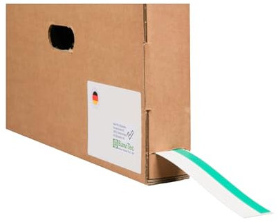 BawiTec Flachleiste Abdeckleiste auf Rolle 50 Meter im praktischem Karton selbstklebend mit Klebeband zum kleben Flachprofil Farbe weiß 50 Meter Länge Kunststoff Kunststoffleiste (40mm Breit)