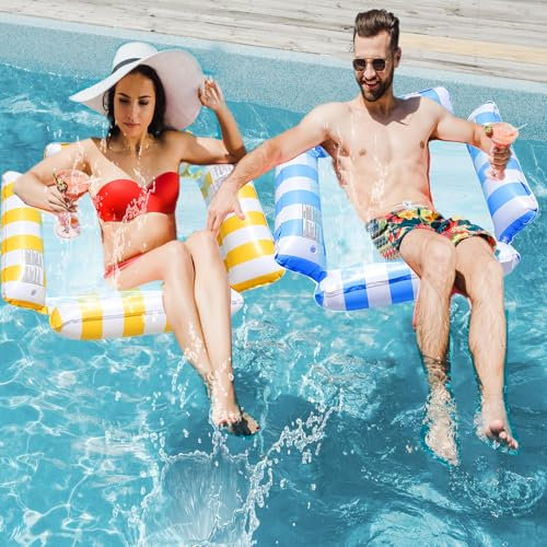 Uppblåsbar vattenhängmatta, 2 stycken luftmadrass, pool – uppblåsbar fåtölj-poolstolar, vattenparker, uppblåsbara strandstolar för vattenlek-vuxna och barn