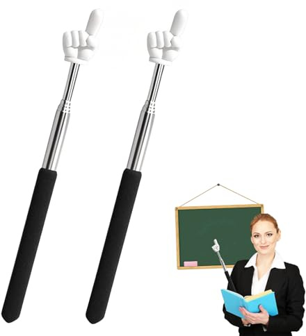 2 punteros telescópicos para profesores, puntero extensible, puntero de dedo, puntero de mano extensible, pequeño puntero retráctil para aula, suministros de aula (negro)
