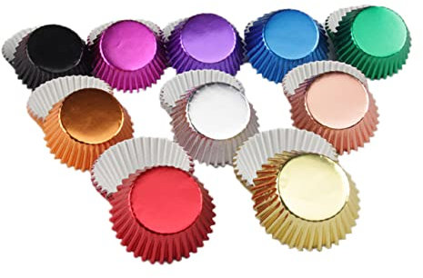 KOCKSHION 200pezzi Pirottini Alluminio Spessi Per Muffin e Torte Confezione Da Pacchi Accessorio Da Forno Per Eventi e Feste Colori Casuali