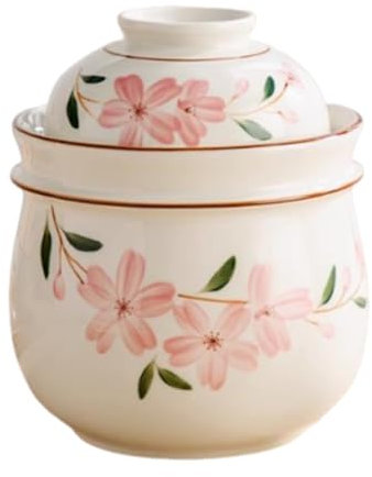 XYUERU Pot à Kimchi en céramique épaisse, récipient de Fermentation avec Couvercle, bocaux à Kimchi coréens scellés en céramique for collations de légumes, assaisonnement et sel