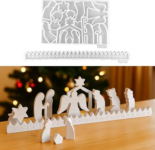 Silikonformen Gießformen Weihnachten Krippe, Adventskalender Silikonform | Silikonform Weihnachten Gießformen Silikon Weihnachtskrippe Gießform Countdown Kalender Gips zum Gießen Giessform Krippe