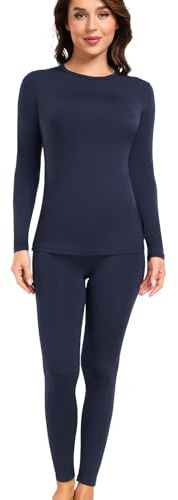 wirarpa Women's Thermal Underwear Set Fleece Lined Top & Bottom Navy M