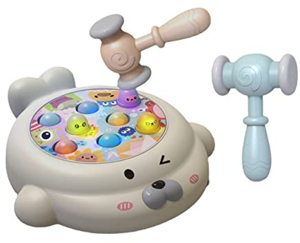 Kisangel Jouet De Taupe à Frapper Interactif pour Bébé 1-3 Ans, Coloré, Livré 2 Marteaux en Plastique, Jeu Éducatif De Coordination Œil-Main pour Développement Cognitif Et Amusement en Intérieur