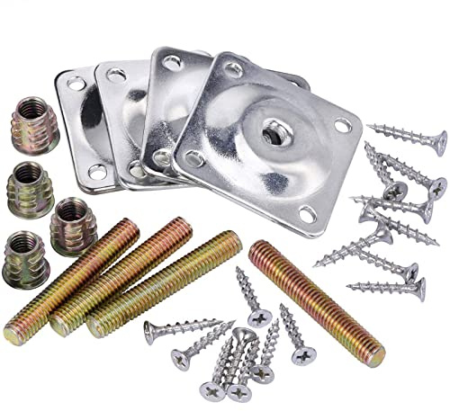 BUBEFSKD 1 Set Screws Wood Connecting Iron Sheet Hardware Accessories Angled Legs Fixing Plate Bracket Furniture Table Feet Set Furniture Leg Attachment Plates Kit Hardware