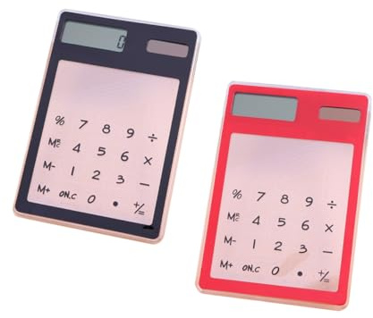 WOONEKY 2 pièces Calculatrice Ultra Fine à Écran Tactile Outil de Calcul Portable pour Étudiants et Bureaux Noir et Rouge