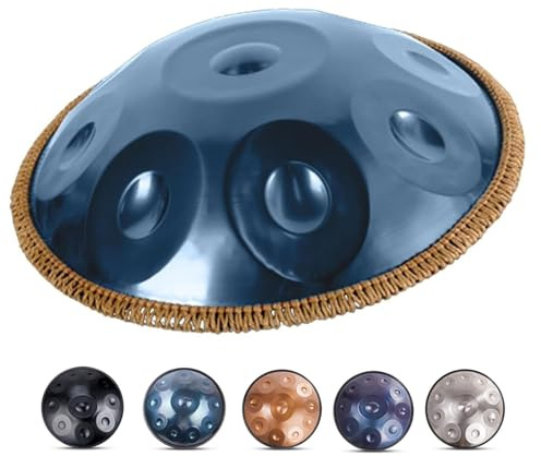 In D Moll Handpan Drum - 10 Töne, 22 Zoll, 432 Hz/440 Hz, Stahl-Handpan-Schlaginstrumente, Hand Pan-Instrument Handtrommel Für Erwachsene Mit Tasche, Schlägeln Ständerln(B,432HZ)