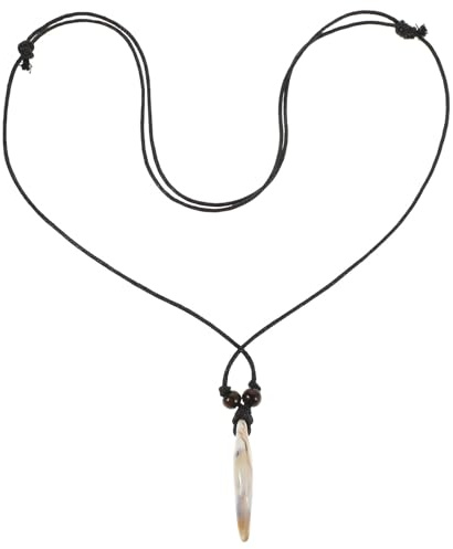 ibasenice Retro Zahnkette mit Zahn Anhänger aus Acryl Leichter Vintage Anhänger in Beige für Damen und Herren für Alltag und Outdoor