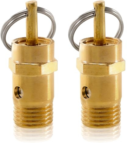 2 stycken tryckluft säkerhetsventil 1/4 tum, 125 PSI, mässing luftkompressor, övertrycksventil 1/4 tum AG, 1/4 tum BSP luftkompressor, säkerhetsventil, tryckavlastningsventil för luftkompressor 8,5