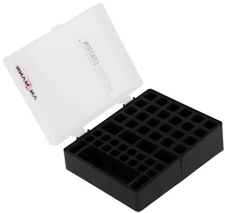 ANSMANN Batteriebox für AAA Micro, AA Mignon & 9V Block Akkus und Batterien - Praktische Akkubox zum Schutz & Transport für 48 Accus - Batterie Box & Akku Box zur Aufbewahrung