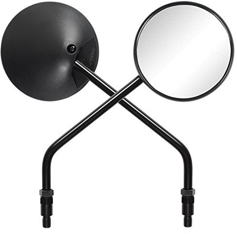 Ryde Black Round Motorcycle Mirrors with Adjustable Head - 10mm/M10 - Pair