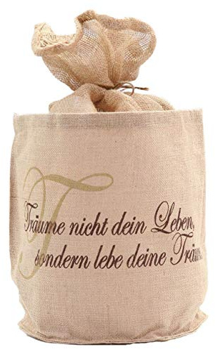 AFP Jute-Übertopf beige mit Spruch, dekorativer Blickfang, schützt im Winter Kübelpflanzen vor Frost. Winterschutz Pflanzen / 2 Jutesäckchen gratis
