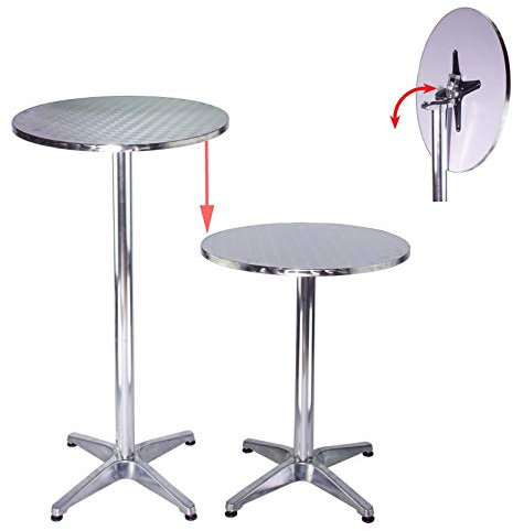 TRUTZHOLM 2in1 Stehtisch klappbar Bistrotisch Partytisch höhenverstellbar 70 cm / 115 cm Hoch Verstellbar Aluminium Rund Ø 60cm Outdoor Bartisch Biertisch Garten Party