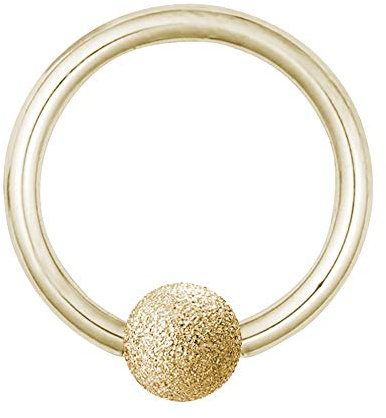 Treuheld® | Goldener KLEMMKUGELRING in DIAMANT-OPTIK aus Chirurgenstahl - 12 Größen - BCR Piercing (Ball Closure Ring) - Klemmring - Gold mit matter (sandgestahlter) Kugel - Edel-Stahl