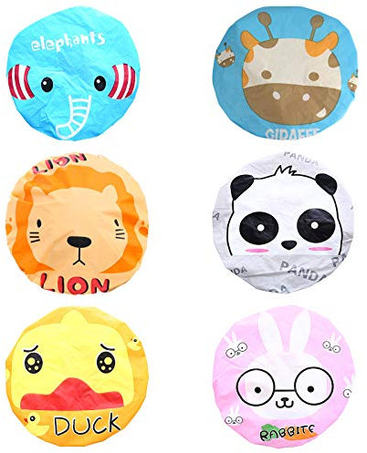 Cuffia da Doccia Waterproof Cartoon Cuffia da Doccia Animale Carino Cuffie Doccia Travel Cuffia Doccia Leggera Facile Trasportare Cuffie da Doccia Flessibile per Donna Uomo Bambino 6 Pezzi
