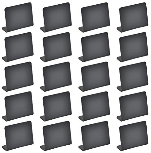 TPEMRPL Mini Tisch Tafel Set, 20 Stück Kreidetafel zum Beschriften, 10 x 7,5cm, Preisschilder mit Ständer, Tafelschilder, Mini Tafel alsTischkarten für Hochzeit, Party, Geburtstag