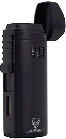 GERMANUS Feuerzeug Jetflame VIII in Schwarz für Kerzen, Metall, Schwarz
