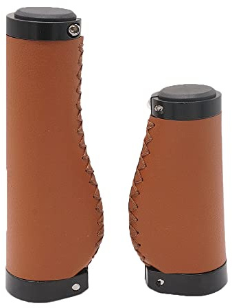 BBxunsless Empuñaduras de bicicleta de 135/95 mm de largo/corto, antideslizantes, de PVC, microfibra, cuero, ergonómico, cosido a mano, casual, retro, doble bloqueo para MTB, bicicleta de carretera