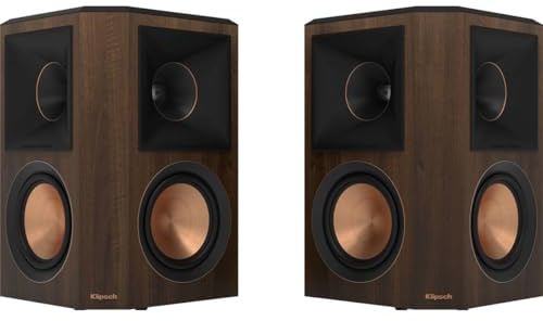 Klipsch Reference Premiere RP-502S II Surround Sound Speaker Pair with Wall Mounting Options & an Updated Tractrix Horn with 5.25 Cerametallic Woofers for Movie Theater-Level Sound in Walnut