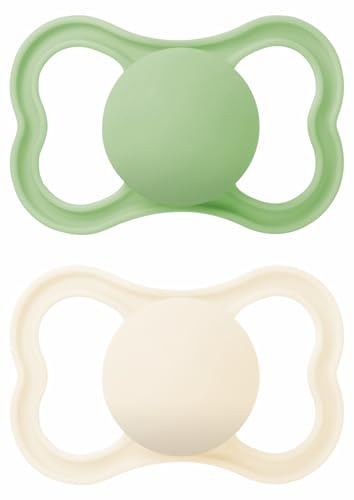MAM Supreme S282 Schnuller-Set mit extrafeinem SkinSoftTM Silikon-Schnuller, extra weich, mit extra großen Löchern für empfindliche Haut, für 6+ Monate, neutral