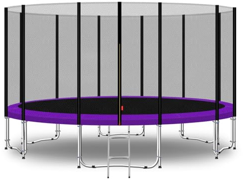 Baunsal® Trampolin Outdoor Ø 427 cm (EXD) lila als Komplettset mit Federabdeckung, Sprungmatte, Netz und Leiter - Gartentrampolin Spielzeug für Kinder