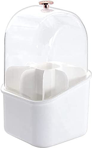 TPPIG Portapennelli da trucco quadrato, contenitore per pennelli da trucco rotante a 360 gradi, supporto per trucco con coperchio (bianco)