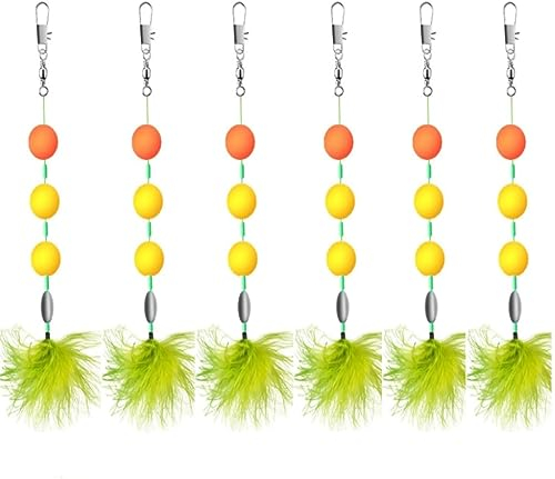 HOUSON 6 Stück Karpfenangeln Haar-Rigs Set，Gebogen Karpfen Haken Widerhaken Angelhaken Karpfen Haken Handgefertigt Karpfenrigs Angelnzubehör 6# 8#