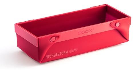 coox WUNDERFORM Frame L in Rot – Faltbare Silikon-Kastenform für Kuchen, Brot & Aufläufe | Toastbrot, Backform & Brotform