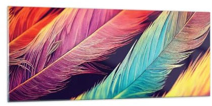 Panorama Bilder auf Glas 100x40cm Glasbild Gefieder Licht Bunt Groß Wanddeko Bild im Glas Schlafzimmer Küche Wandbilder Dekoration Wohnzimmer Modern Wall Decor Wand Kunstdruck Art GAB100x40-5629