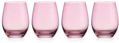 Godinger Stemless Wine Glasses, Martini Glasses, Stemless Wine Glass, Pink Wine Glasses - Elegant Barware for Wine, Bourbon, Liquor and Beer Stylish Entertaining, Veneto Collection