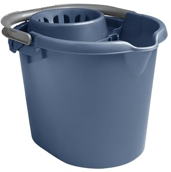 16L Litre Mop Bucket with easy Strong grip carry Handle 39 x 30 x 29.50 cm Floor Cleaning Bucket Spout Mop Press Bucket Cleaning Carts household mop bucket with removeable wringer (Navy)