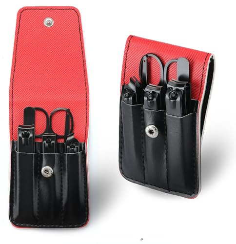 Cool Manicure Set for Men, Nail Clipper Grooming Kit for Teen Boy, Boyfriend, Husband, Dad, Small Gift Idea for Christmas Stocking Stuffers or Birthday Gift (Black)