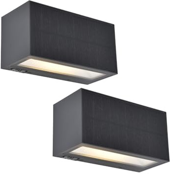 meineWunschleuchte 2er SET - HYBRID Außenwandleuchten, Solar & Strom 230V, Anthrazit 18cm breit