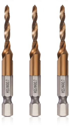 Litorange M4 6542 HSS Drill & Tap Bit Set, 3 Piece, Cobalt Coated | 6mm Hex Shank Threading Tool for Metal Drilling & Thread Tapping