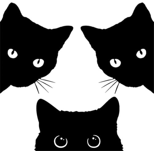 Adesivo per testa di gatto, nero, auto, 3 Pezzi Adesivi Auto Gatto, Adesivi per Auto Divertenti In Vinile Con Gatto Che Sbircia Sneaky, per scooter, auto, tuning, camion
