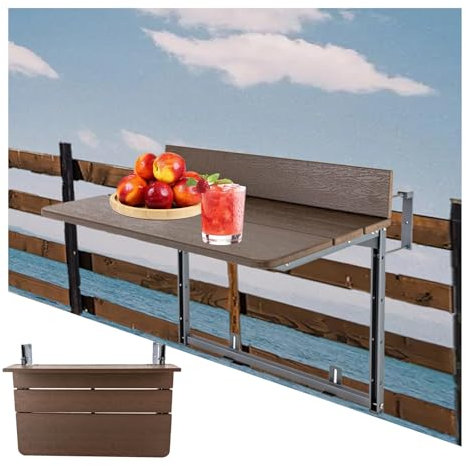 Verstellbarer hängender Terrassentisch für kleine Räume, wandmontiert, klappbarer Terrassentisch für Balkon, Gartenmöbel (37 x 120 cm)