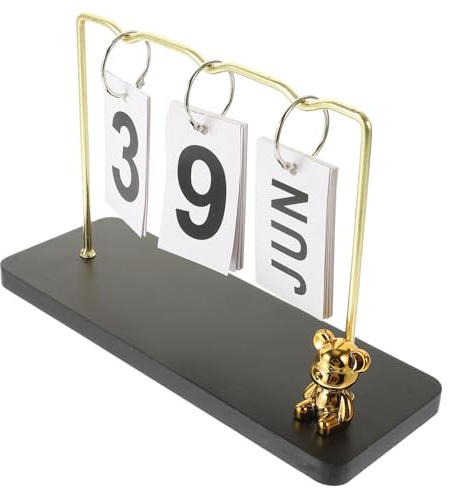 Operitacx Büro Holz Tischkalender Kabine Papier Tischkalender Metall Schwarz