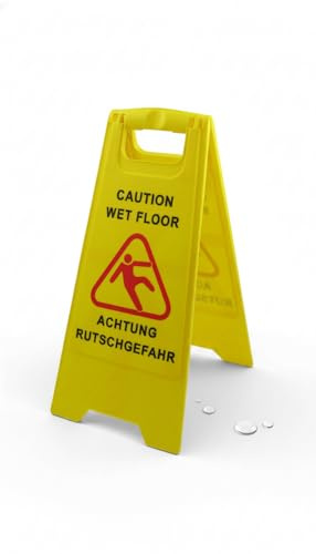 Axis Line Warnschild Rutschgefahr - 60 cm Gelber Aufsteller für Nasszonen | Beidseitiger A-Rahmen Warnaufsteller mit Tragegriff für Hotel, Büro & Gastro. Robustes Klappschild für sichere Reinigung.