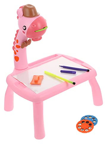 Abaodam 1stk Projektion Zeichenbrett Projektor Maltafel Praktischer Lerntisch Lustiges Pädagogisches Werkzeug Cartoon-reißbrett Intellekt Leuchtende Maltafel Rosa Plastik