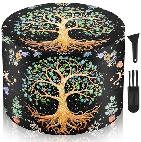 LHOEST Grande Grinder 63 MM Macinaspezie Manuale Metallo Grinder con 40 Denti Macinaspezie 4 Strati Grinder Albero Progetto con Raschietto e Spazzola in Plastica per Spezie Cucina