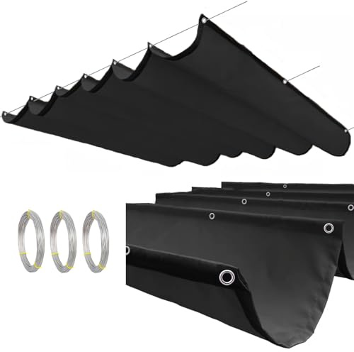 Retractable Wave Sun Shade Sail, Water Proof UV And Sun Protection Canopy Shade Cover With Mounting Kit For Outdoor Pergola Garden Sun Room Patio(Black)