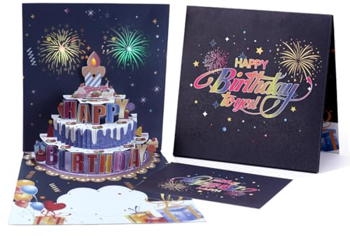 Tarjeta De CumpleañOs 3d Con MúSica Desplegable, Tarjeta Cumpleanos Divertida con Música y Luz, Tarjeta De Feliz CumpleañOs, Regalo de cumpleaños para padres, amantes e hijos