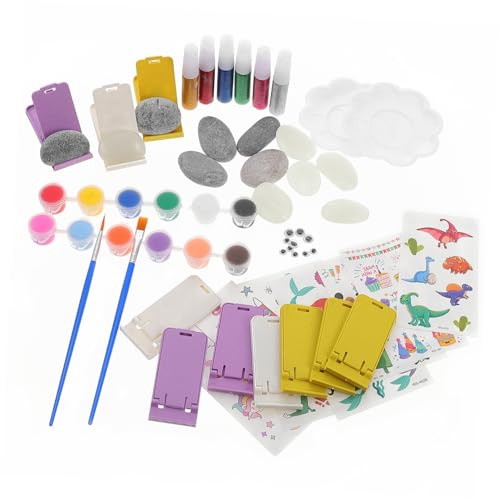 OSALADI 1 Ensemble Kit Créatif Garçon Fille Diy pour Peindre des Galets Set de Peinture sur Pierre Éducatif Activité Manuelle pour la Motricité Fine et Imagination