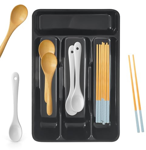 Organizer vassoio posate - Porta cassetto da cucina compatto, piccola scatola divisore per posate | 4 Stoccaggio utensili a slot, soluzione salvaspazio per dor