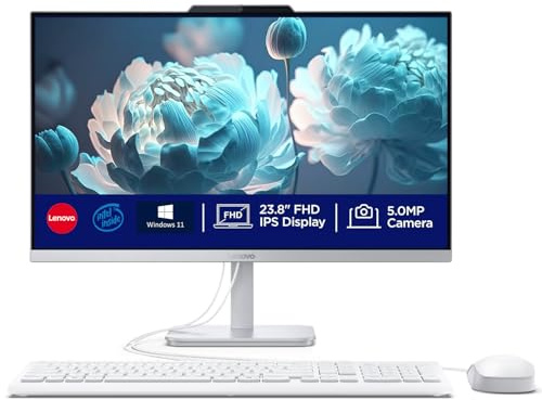 Lenovo 24 Inch FHD All-in-One Desktop Computer for Home Office, Intel N100 Quad-Core Processor, 32GB DDR4 RAM, 2TB PCIe SSD, WiFi 6, RJ45, Bluetooth 5.2, Windows 11, Keyboard and Mouse