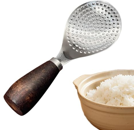 Patifirst Cucchiaio Per Riso,Mestolo Autoportante Con Manico In Legno - Cucchiaio Per Riso Resistente Al Calore Per Pentola,Per Pentole Antiaderenti Cuociriso Casa Appartamento Ristorante Campeggio