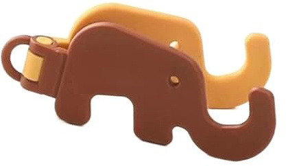 Mini Elephant Mobile Phone Stand,Elephant Dual Folding Cell Phone Stand,Portable Smartphone Holder,Backpack Pendant Key Ring(yellow brown)