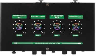 Luocute Amplificatore Microfonico, Alimentazione Phantom 48V per Microfono a Condensatore Dinamico e Strumenti con Alimentazione USB per la Registrazione di Performance Dal Vivo in