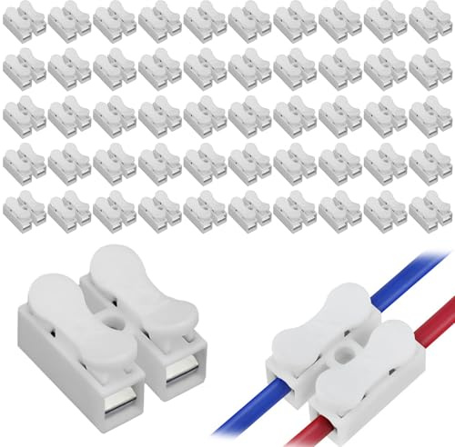 55 connettori push per cavi rapidi a 2 pin, terminali con morsetto a molla, connettori per cavi elettrici bianchi che bloccano il funzionamento della connessione rapida per elettrodomestici