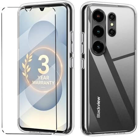 XueqinHu Case Compatible with Blackview WAVE 10C Phone case with 1 Pack Tempered Glass Screen Protector for Blackview WAVE 10C, Slim Fit Soft TPU Shockproof Anti-Scratch Phone Case - Clear